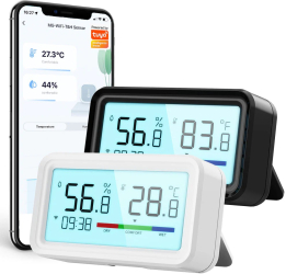Senzor Mini de temperatura/umiditate Display Mod Noapte Alerta Mobil TypeC WiFi 2.4G Compatibil cu Tuya/SmartLife/Alexa/Echo/Google As 