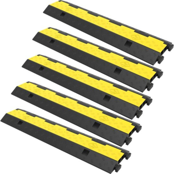 Set 5 rampe pentru cabluri max 5000 Kg 2 x canale Galben/Negru Interblocare modulara 101 x 24.5 x 5 cm 