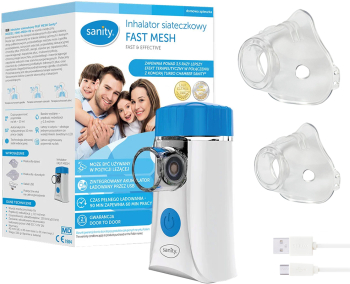 Aparat aerosoli Sanity Fast Mesh pentru copii si adulti portabil capacitate cupa 10 ml cablu USB masca copii si adulti silentios Alb 