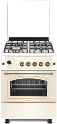 Aragaz rustic 4 arzatoare gaz Cuptor pe gaz 60x60cm Studio Casa SIERRA VIVA 60/60 CREAM Rotisor Grill gaz Ventilatie Turbo gratare fo 