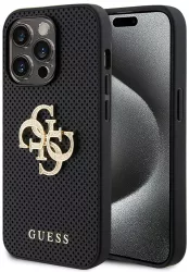 Husa pentru iPhone 15 Pro - Guess Leather Perforated 4G GUHCP15LPSP4LGK - Black 