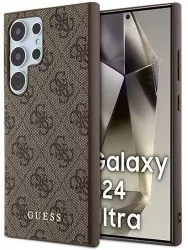 Husa pentru Samsung Galaxy S24 Ultra - Guess Hardcase 4G Metal Gold Logo GUHCS24LG4GFBR - Brown 
