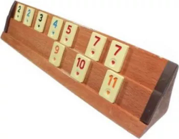 Joc de Remi din lemn masiv tip lacuit Rummy Kardesler marime medie tabla de 30cm 