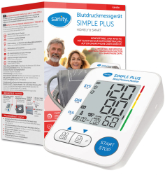 Tensiometru electronic de brat Sanity Simple Plus memorare 2 utilizatori manseta 22 - 32 cm ecran LCD iluminat cablu UBS Bluetooth 