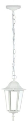 Felinar plafon cu lant Fara bec E27 Aluminiu si sticla 170 x 170 x 840 mm IP44 exterior Alb 