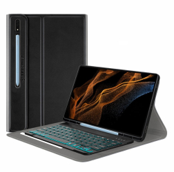 Husa cu Tastatura pentru Samsung Galaxy Tab S8 Ultra - Techsuit CozyTab Case - Black 