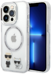 Husa iPhone 14 Pro Max - Karl Lagerfeld Hardcase MagSafe KLHMP14XHKCT - Transparent Karl & Choupette Aluminium 