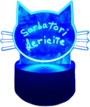 Lampa decorativa 3D cu mesaj personalizabil tip Pisica cu marker inclus halber Bej 