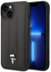 Husa iPhone 14 Plus - Karl Lagerfeld Hardcase Leather Puffy KLHCP14MPSQPK - Ikonik Pin 