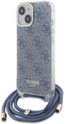 Husa pentru iPhone 15 - Guess Crossbody Cord 4G Print GUHCP15SHC4SEB - Blue 