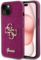 Husa pentru iPhone 15 - Guess Glitter Script Big 4G GUHCP15SHG4SGU - Purple 