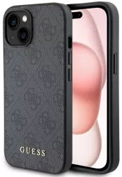 Husa pentru iPhone 15 - Guess Hardcase 4G Metal Gold Logo GUHCP15SG4GFGR - Grey 