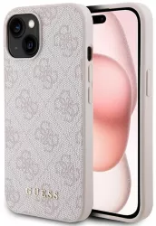 Husa pentru iPhone 15 - Guess Hardcase 4G Metal Gold Logo GUHCP15SG4GFPI - Pink 