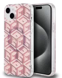 Husa pentru iPhone 15 - Guess IML GCube MagSafe GUHMP15SHGCUSTGP - Pink 