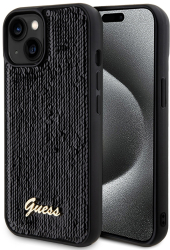 Husa pentru iPhone 15 - Guess Sequin Script Metal GUHCP15SPSFDGSK - Black 