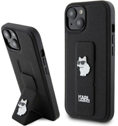 Husa pentru iPhone 15 - Karl Lagerfeld Saffiano Gripstand KLHCP15SGSACHPK - Choupette 