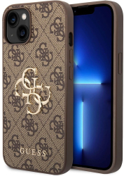 Husa pentru iPhone 15 Plus - Guess Hardcase 4G Big Metal Logo GUHCP15M4GMGBR - Brown 