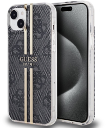 Husa pentru iPhone 15 Plus - Guess Hardcase IML 4G Gold Stripe GUHCP15MH4PSEGK - Black 