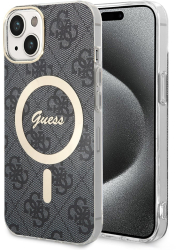 Husa pentru iPhone 15 Plus - Guess IML 4G MagSafe GUHMP15MH4STK - Black 