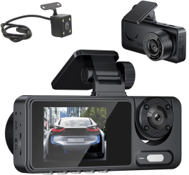 Camera Auto Tripla TSS-Y15 Ecran IPS de 2 Full HD Unghi 170 grade G Senzor Detectarea miscarii Night Vision Slot SD Card