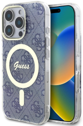 Husa pentru iPhone 16 Pro Max - Guess IML 4G MagSafe GUHMP16XH4STB - Blue 
