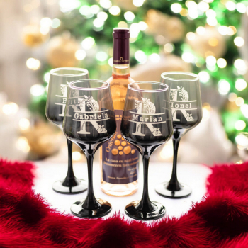 Set 4 pahare vin personalizate eticheta sticla vin personalizata