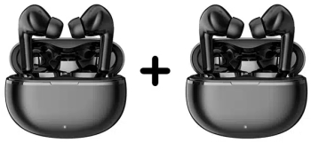 1+1 Pachet Casti Bluetooth Wireless IQuality® AIR7 cu Bluetooth 5.3 Handsfree Control Tactil Activare Vocala Phantom Black 