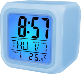 Ceas cu Termometru MRG M877 LCD 7 Lumini LED Alb