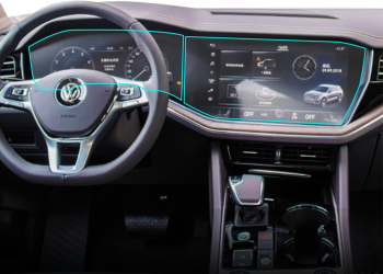Folie Protectie Navigatie Volkswagen Touareg 2023+ Duragon protectie Display Navigatie si Ceasuri silicon Transparent Anti-zgarieturi A