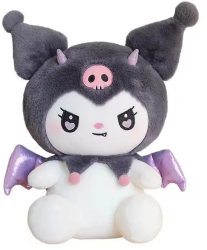 Jucarie din Plus tip Kuromi din seria Hello Kitty Sanrio dimensiune 20cm culoare alb/gri/mov ABYZ&trade 