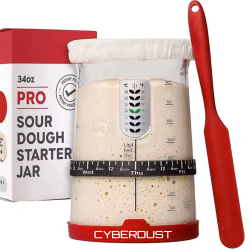 Kit Profesional CYBERDUST pentru preparat paine Starter de maia Sticla borosilicata Termometru 960 g Design compact Silicon Evidenta 