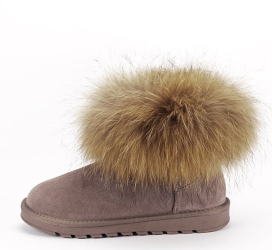 Ghete din piele naturala kaki cu blanita Carina 19 
