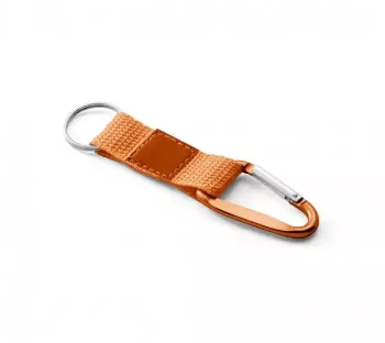 Breloc cu carabina material textil model racheta 10 cm portocaliu 