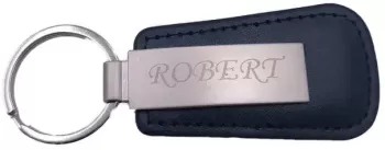 Breloc Personalizat cu Textul Tau Metal si Piele Negru 7 cm 