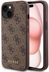 Husa pentru iPhone 15 Plus - Guess Hardcase 4G Metal Gold Logo GUHCP15MG4GFBR - Brown 