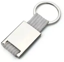 Breloc din metal si chingi 28 x 60 x 6 mm gri 