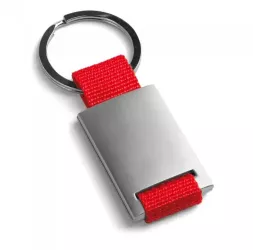 Breloc din metal si chingi 28 x 60 x 6 mm rosu 
