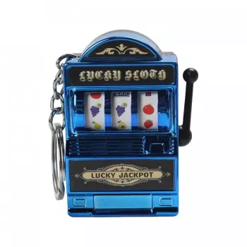 Breloc Model Slot Machine Mecanism Functional 4x6 cm Plastic Albastru 