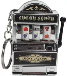 Breloc Model Slot Machine Mecanism Functional 4x6 cm Plastic Argintiu 