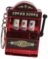 Breloc Model Slot Machine Mecanism Functional 4x6 cm Plastic Rosu 