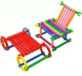 Joc Set 300 Betisoare de constructie educativ pentru copii puzzle multicolor copii 3+ ani 
