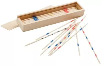 Joc mikado in cutie din lemn cu capac glisant 193 x 45 x 26 mm 