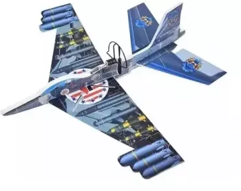 Jucarie Avion de Lupta Pornire pe Buton Lumini Rezistent la Impact Incarcare USB 30 cm 