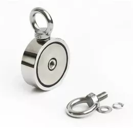 Magnet Foarte Puternic 6 5 Cm x 2 5 Cm Cu Doua Carlige Inelare Si Doua Fete 