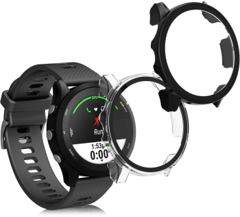 Set 2 Huse pentru Garmin Forerunner 255/Forerunner 255 Music Kwmobile Negru/Transparent Plastic 59311.01