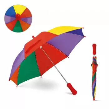 Umbrela de Poliester Colorata Pentru Copii cu Deschidere Manuala si Maner 55 cm