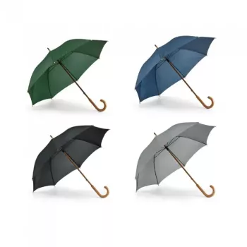 Umbrela din Poliester cu ax si Maner din Lemn Deschidere Manuala 88 cm 