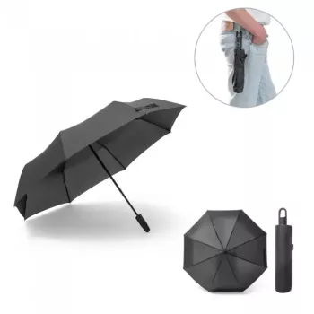 Umbrela din Pongee Deschidere si Inchidere Automata 25 cm Negru 