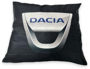 Perna personalizata cu sigla Dacia Fata de perna si burduf detasabil 45 x 45 bumbac Magrot 20315 negru 