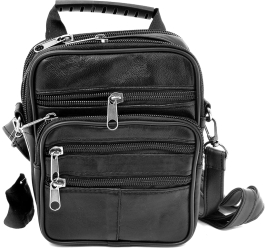 Borseta de mana si umar din piele naturala neagra 18 x14 cm Magrot 13973 
